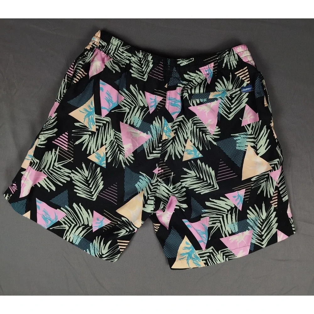 Chubbies Geometric Black Swim Trunks Mens Large Mesh‎ Shorts Triangle Board